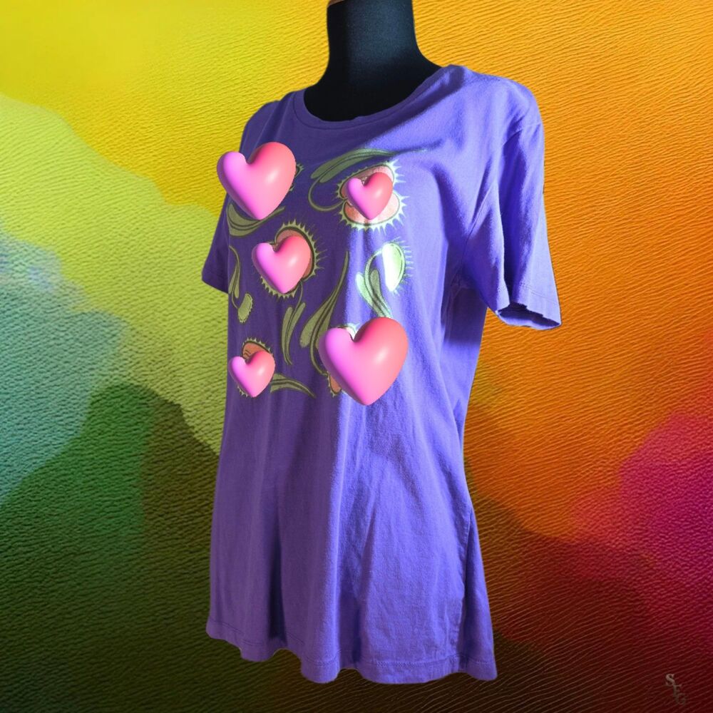 Feminist Venus Flytrap Vulva T-Shirt XXL Purple Adult Novelty Sex Positive Tee
